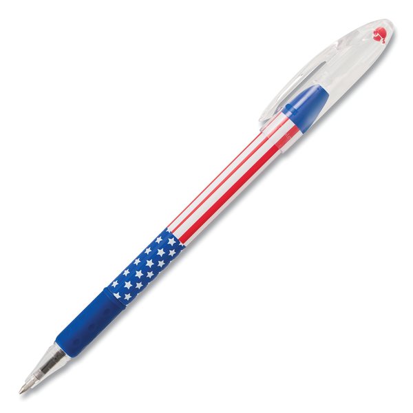 Pentel R.S.V.P. Stars & Stripes Stick Ballpoint Pen, 0.7mm, Black Ink, PK12 BK90USA-A